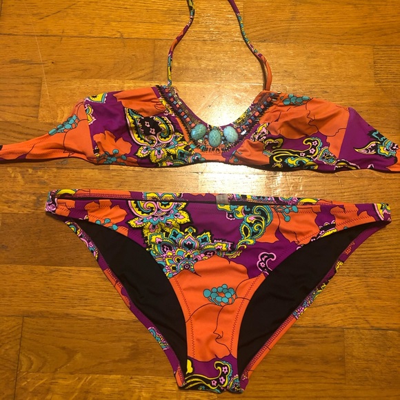 Paisley Print Beaded Bikini - Picture 1 of 4